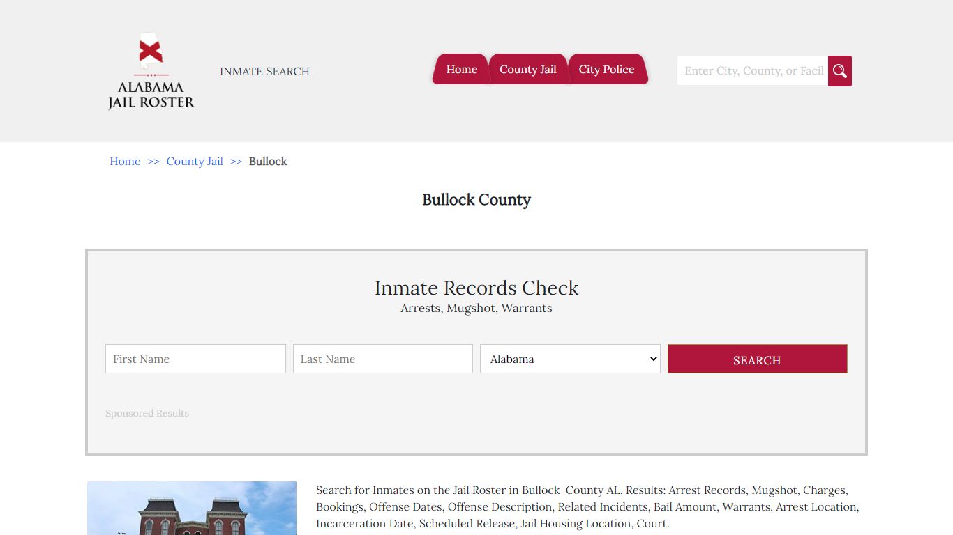 Bullock County | Alabama Jail Inmate Search