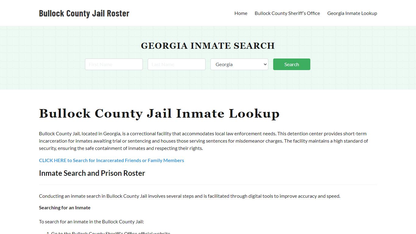 Bullock County Jail Roster Lookup, GA, Inmate Search